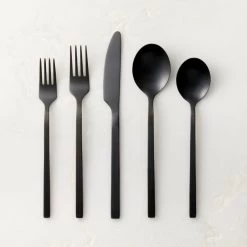 20-Piece Parallel Brushed Black Flatware Set