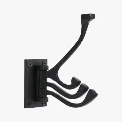 Black 3-Prong Swivel Towel Hook -Chic Living Shop 3ProngSwvlHookBlackS19