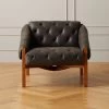 Abruzzo Charcoal Leather Tufted Chair 2 Abruzzo Charcoal Leather Tufted Chair -Chic Living Shop AbruzzoTftdBkLthrChrBrnWdSHF20 1x1