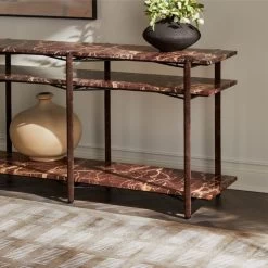 Ember Red Marble Console Table -Chic Living Shop AlizeRugMarqueePCS23