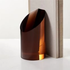 Dark Amber Acrylic Bookend -Chic Living Shop AmberAcrylicBookendROF23