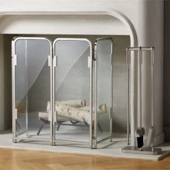 3-Piece Amos Polished Nickel Fireplace Tools -Chic Living Shop AmosPlshdNklFireplaceGroupFHF21