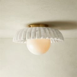 Ariel Fluted Marble Flush Mount Light -Chic Living Shop ArielFltdMrblFlushMountROS21