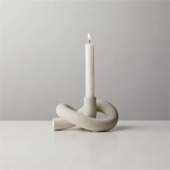 Asha Speckled Cement Knotted Taper Candle Holder 8 Asha Speckled Cement Knotted Taper Candle Holder -Chic Living Shop AshaTaperHolderAVSHS21
