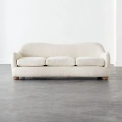 Bacio Cream Boucle Sofa With Bleached Oak Legs