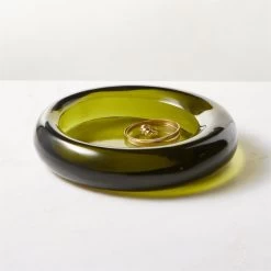Bangle Green Glass Decorative Bowl -Chic Living Shop BangleLowGlassBowlROS23