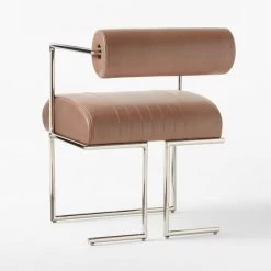 Barber Brown Leather Dining Chair -Chic Living Shop BarberLeatherChair3QBSSSF23