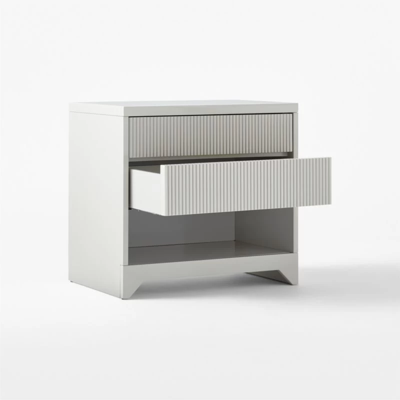 Barton 2-Drawer High-Gloss Grey Lacquered Nightstand 6 Barton 2-Drawer High-Gloss Grey Lacquered Nightstand - Image 4