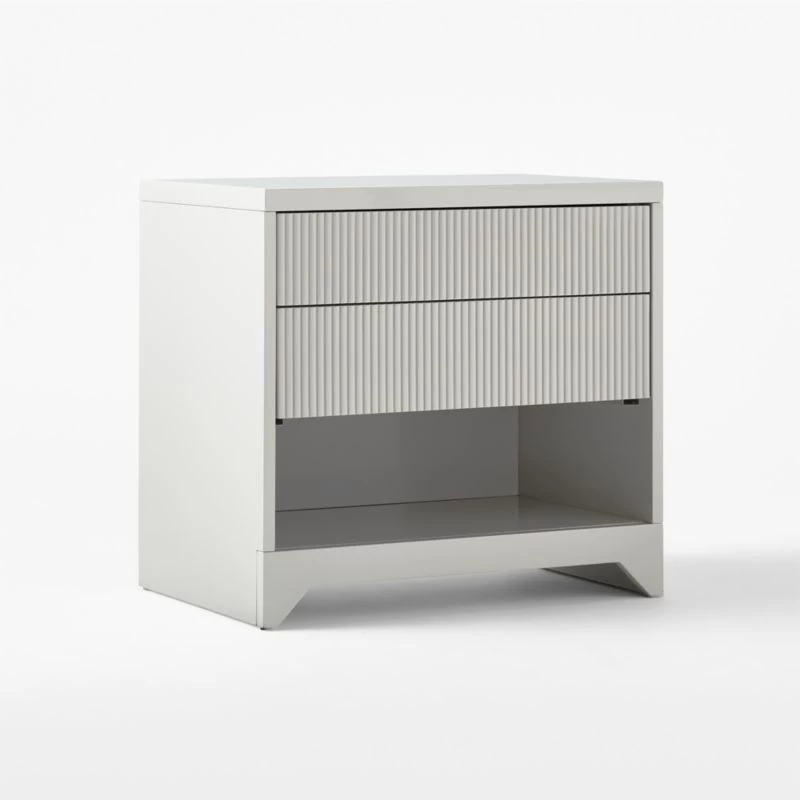 Barton 2-Drawer High-Gloss Grey Lacquered Nightstand 5 Barton 2-Drawer High-Gloss Grey Lacquered Nightstand - Image 3