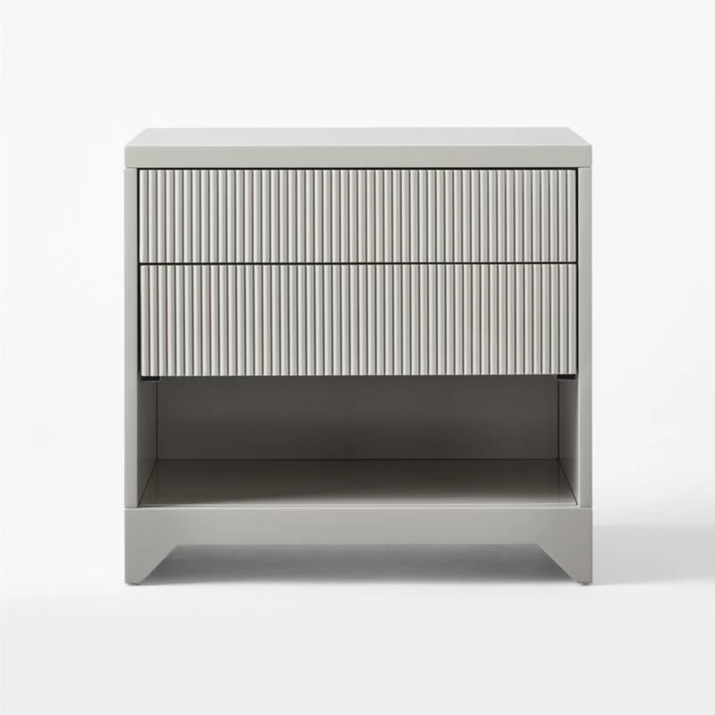 Barton 2-Drawer High-Gloss Grey Lacquered Nightstand 4 Barton 2-Drawer High-Gloss Grey Lacquered Nightstand - Image 2