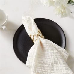 Basal Polished Brass Napkin Rings Set Of 8 -Chic Living Shop BasalPldBrassNpknRingSHF22