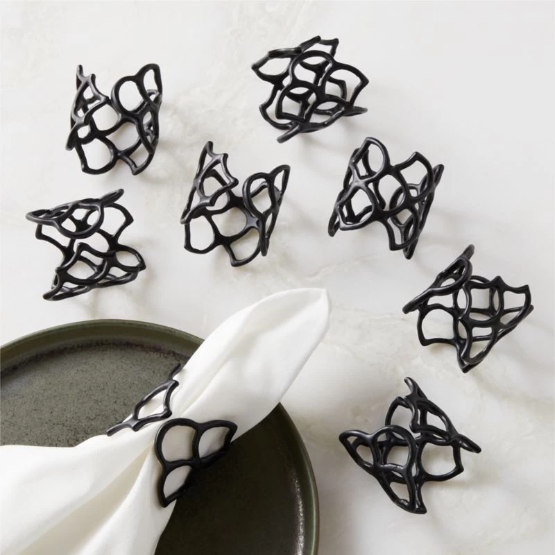 Basal Satin Black Napkin Rings Set Of 8 3 Basal Satin Black Napkin Rings Set Of 8