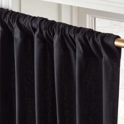 Black Cotton Basketweave Window Curtain Panel 48''x84'' -Chic Living Shop BasketweaveBlk96CrtnPnlAVSHS23