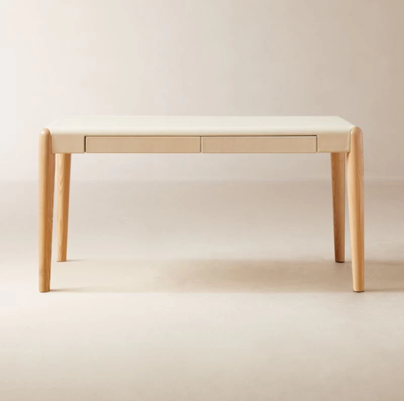 Beto White Shagreen Desk With Drawer 3 Beto White Shagreen Desk With Drawer