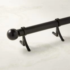 Boule Black Curtain Rod With Black Finials 28"-48"x1.25"