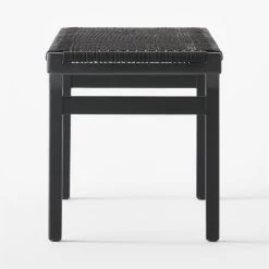 Large Black Leather Woven Bench -Chic Living Shop BlackLthrWrappedBenchLgSDSSF21