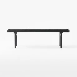 Large Black Leather Woven Bench -Chic Living Shop BlackLthrWrappedBenchLgSOSSF21