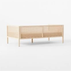 Boho Ivory Boucle And Natural Rattan Daybed Twin -Chic Living Shop BohoNatDaybedWBclCvr3QBSSF21