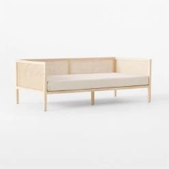 Boho Ivory Boucle And Natural Rattan Daybed Twin -Chic Living Shop BohoNatDaybedWBclCvr3QSSF21