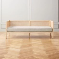 Boho Ivory Boucle And Natural Rattan Daybed Twin