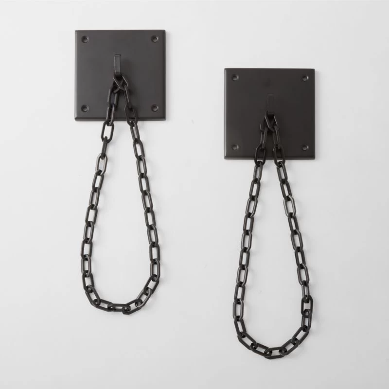 Bolt Matte Black Chain Curtain Tiebacks Set Of 2 3 Bolt Matte Black Chain Curtain Tiebacks Set Of 2