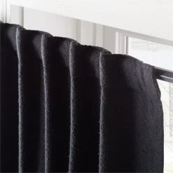 Black Boucle Window Curtain Panel 48''x84'' -Chic Living Shop BoucleIvryNBlkCrtn96PnlAV3SHF23