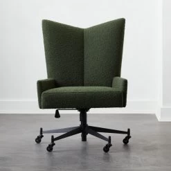 Bowtie Green Boucle Office Chair Model 3002