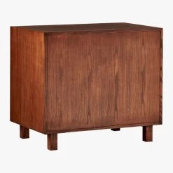 Inline Oak Wood 4-Drawer File Cabinet With Brass Handles -Chic Living Shop BrassInlineFileDrawers3QBF17