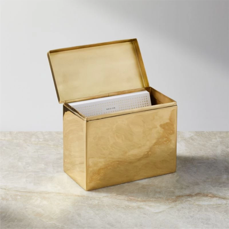 Polished Brass Recipe Box 4 Polished Brass Recipe Box - Image 2