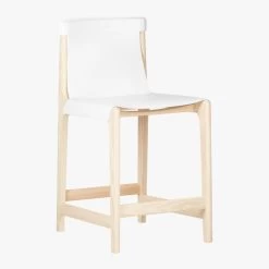 Burano White Leather Sling Counter Stool -Chic Living Shop BuranoCounterStool24inWht3QFF18