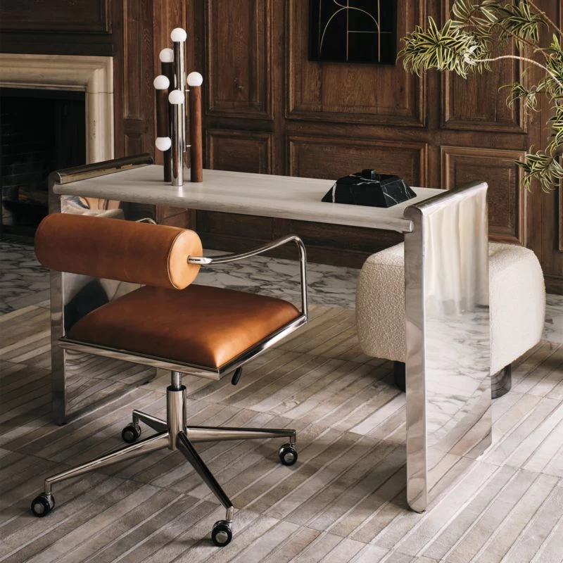 Raggio Stainless Steel Desk With White Wood Top 4 Raggio Stainless Steel Desk With White Wood Top - Image 2