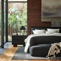 Seacliff 2-Drawer Black Oak Wood Nightstand -Chic Living Shop CB2FA22 27A V1