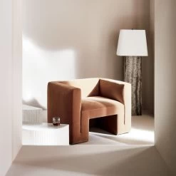 Matra Camel Velvet Lounge Chair -Chic Living Shop CB2FA22 EDT TEMPTED 81