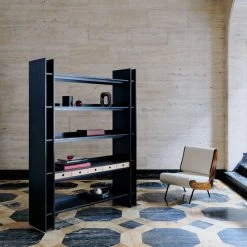 Genova Black Ebonized Oak Bookcase -Chic Living Shop CB2FA22 FR 12 Hero 1