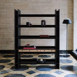 Genova Black Ebonized Oak Bookcase -Chic Living Shop CB2FA22 FR 12 V2