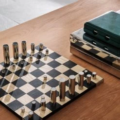 Famiglia Modern Stainless Steel Chess Set -Chic Living Shop CB2FA22 PR GF 07A 051