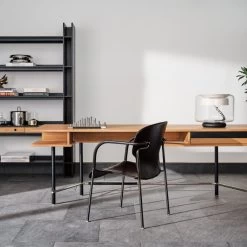 Pesaro Black Leather Dining Armchair -Chic Living Shop CB2FA22 PR GF 07A hero