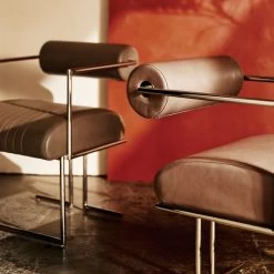 Barber Brown Leather Dining Chair -Chic Living Shop CB2FA23 BID 11 V1 RET