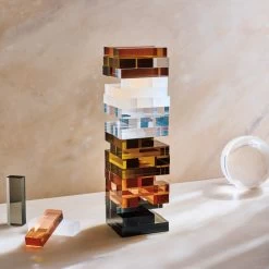 Acrylic Tumbling Tower Game 9 Acrylic Tumbling Tower Game -Chic Living Shop CB2HOL22 14B hero