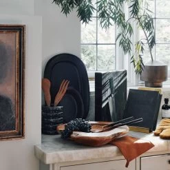 Sculpt Terracotta Large Black Platter -Chic Living Shop CB2HOL22 20A Hero