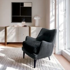 Jed Black Shearling Chair With Black Legs -Chic Living Shop CB2SP22 17A v1 RET