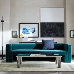 Matra Deep Teal Velvet Sofa -Chic Living Shop CB2SP23 03B v1