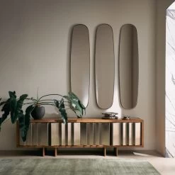 Kibo Steel And Oak Wood Media Console 83'' -Chic Living Shop CB2SP23 18N Hero