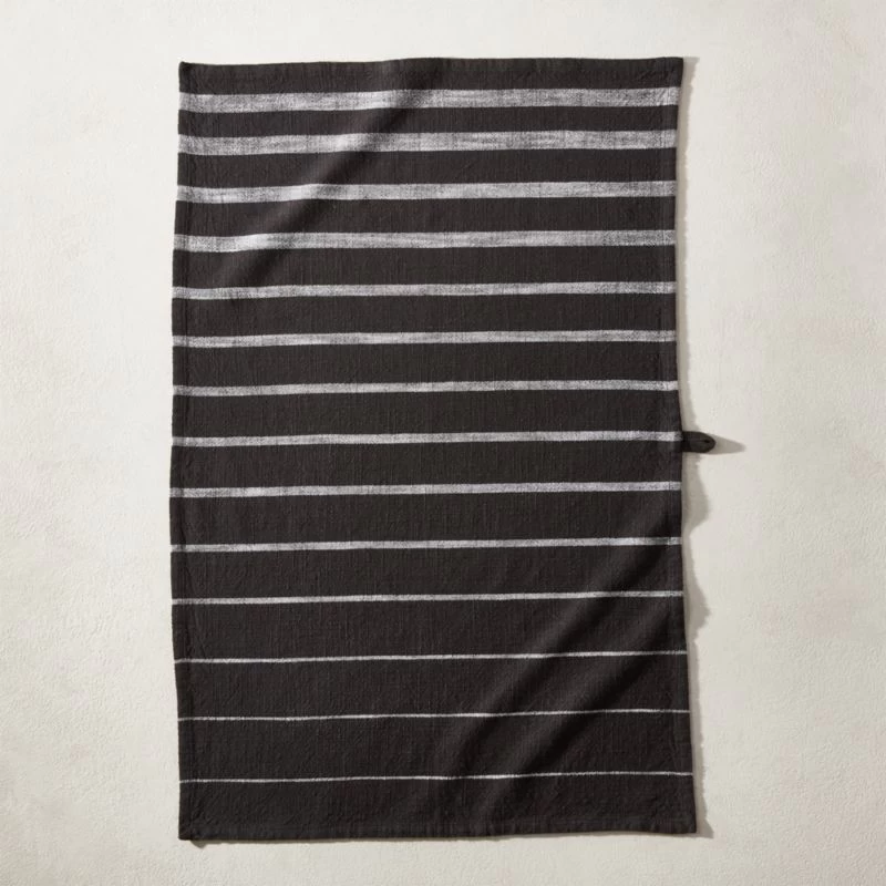 Cafe Organic Cotton Black Striped Dish Towels Set Of 2 5 Cafe Organic Cotton Black Striped Dish Towels Set Of 2 - Image 3