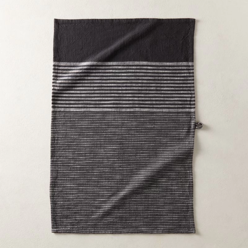 Cafe Organic Cotton Black Striped Dish Towels Set Of 2 4 Cafe Organic Cotton Black Striped Dish Towels Set Of 2 - Image 2
