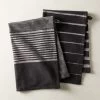 Cafe Organic Cotton Black Striped Dish Towels Set Of 2 -Chic Living Shop CafeStripeS2DishtowelsSHS20