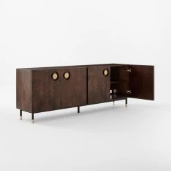 Carbon Brown Burl Wood Media Console -Chic Living Shop CarbonBnBrlWdMdCredenza3QAVSSF22