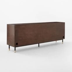 Carbon Brown Burl Wood Media Console -Chic Living Shop CarbonBnBrlWdMdCredenza3QBSSF22