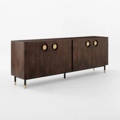 Carbon Brown Burl Wood Media Console -Chic Living Shop CarbonBnBrlWdMdCredenza3QSSF22