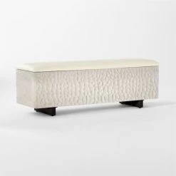 Carve Ivory Storage Bench -Chic Living Shop CarveStorageBench3QSSF21